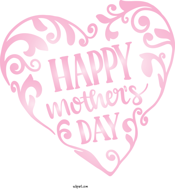 Free Holidays Heart Text Pink For Mothers Day Clipart Transparent Background