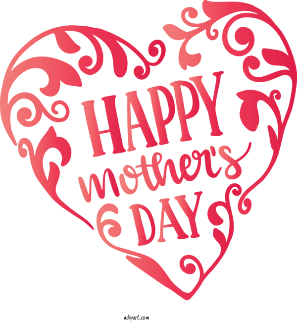 Free Holidays Heart Text Love For Mothers Day Clipart Transparent Background