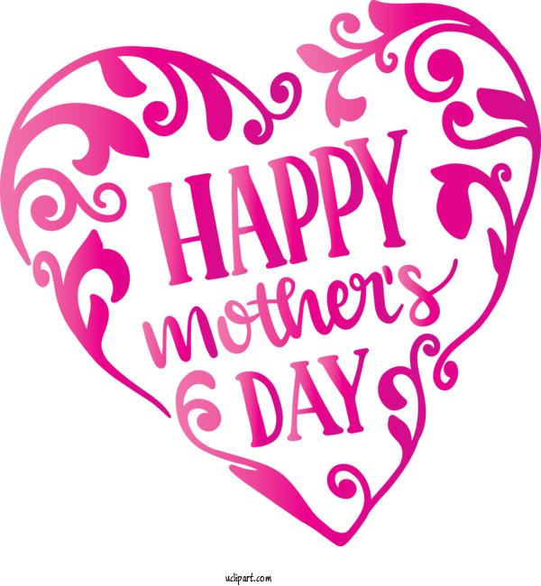 Free Holidays Pink Text Heart For Mothers Day Clipart Transparent Background