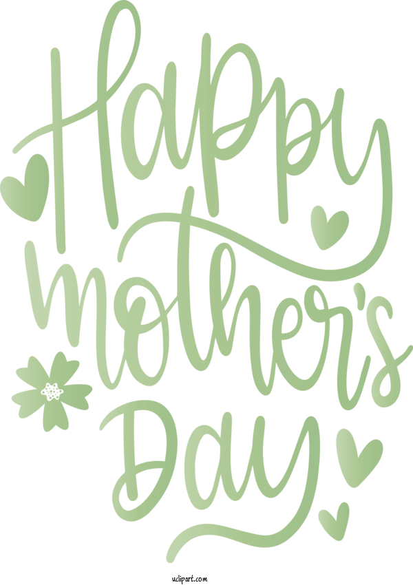 Free Holidays Font Text Green For Mothers Day Clipart Transparent Background