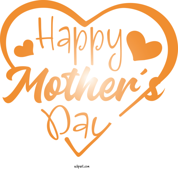 Free Holidays Text Font Orange For Mothers Day Clipart Transparent Background