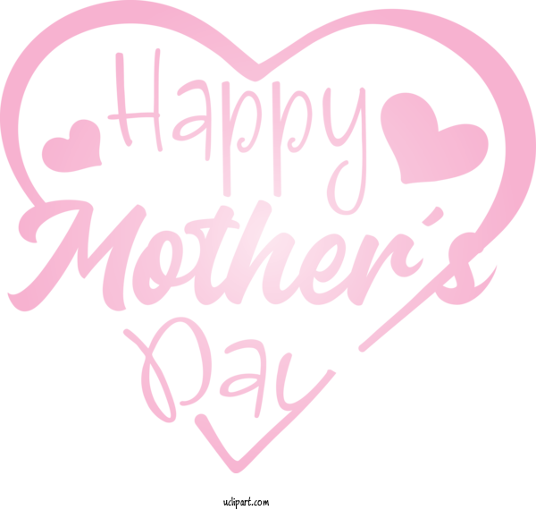 Free Holidays Text Heart Pink For Mothers Day Clipart Transparent Background