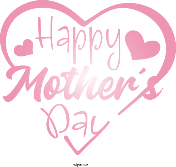 Free Holidays Text Heart Pink For Mothers Day Clipart Transparent Background