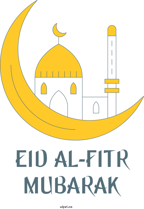 Free Holidays Yellow Text Logo For Eid Al Fitr Clipart Transparent Background