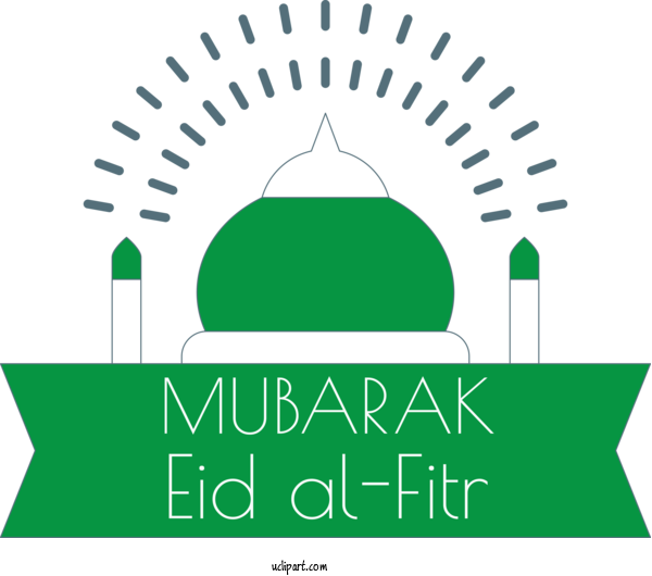 Free Holidays Green Logo Mosque For Eid Al Fitr Clipart Transparent Background