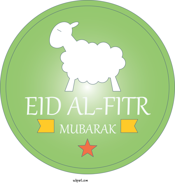 Free Holidays Green Goats Sheep For Eid Al Fitr Clipart Transparent Background