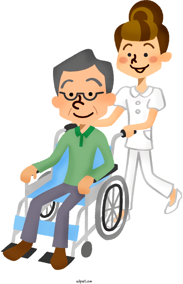 Free Occupations Cartoon People Wheelchair For Nurse Clipart Transparent Background
