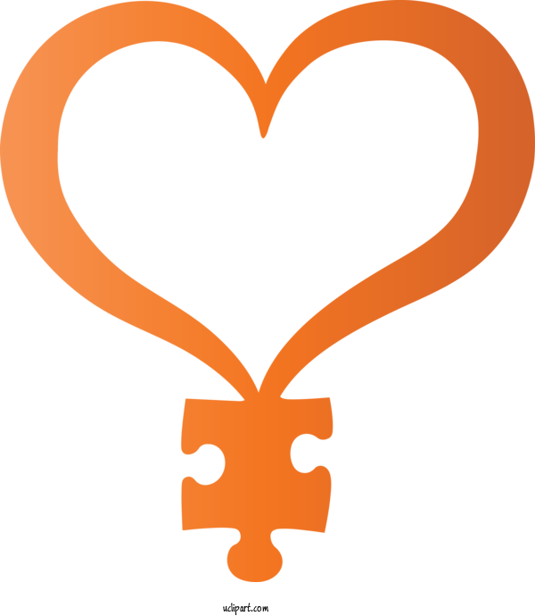 Free Holidays Heart Orange Symbol For AUTISM Clipart Transparent Background