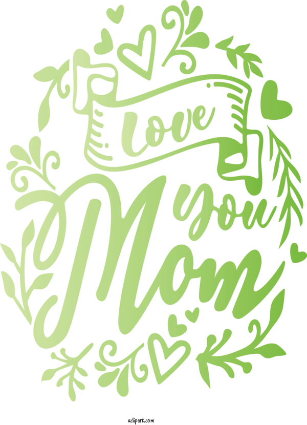 Free Holidays Green Text Font For Mothers Day Clipart Transparent Background