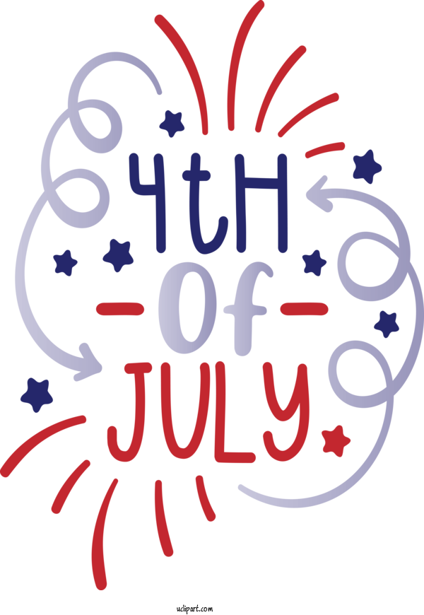 Free Holidays Text Font Line For Fourth Of July Clipart Transparent Background