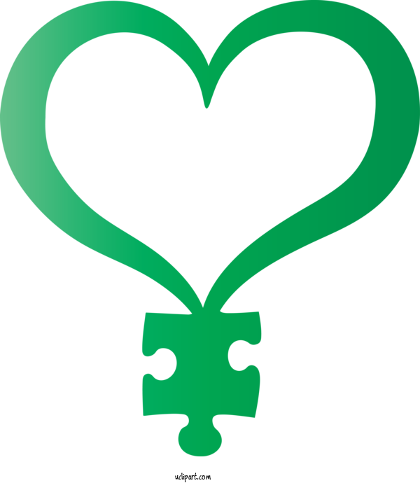 Free Holidays Green Heart Symbol For AUTISM Clipart Transparent Background