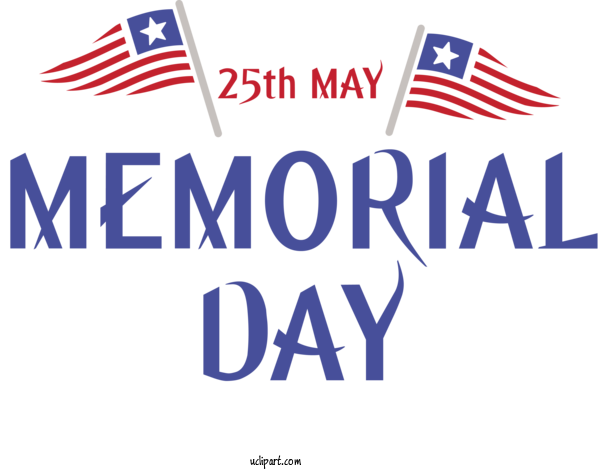 Free Holidays Font Text Logo For Memorial Day Clipart Transparent Background