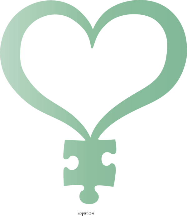 Free Holidays Green Heart Symbol For AUTISM Clipart Transparent Background
