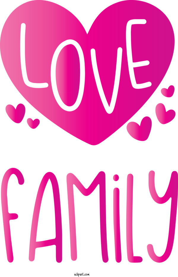 Free Holidays Pink Text Heart For Family Day Clipart Transparent Background