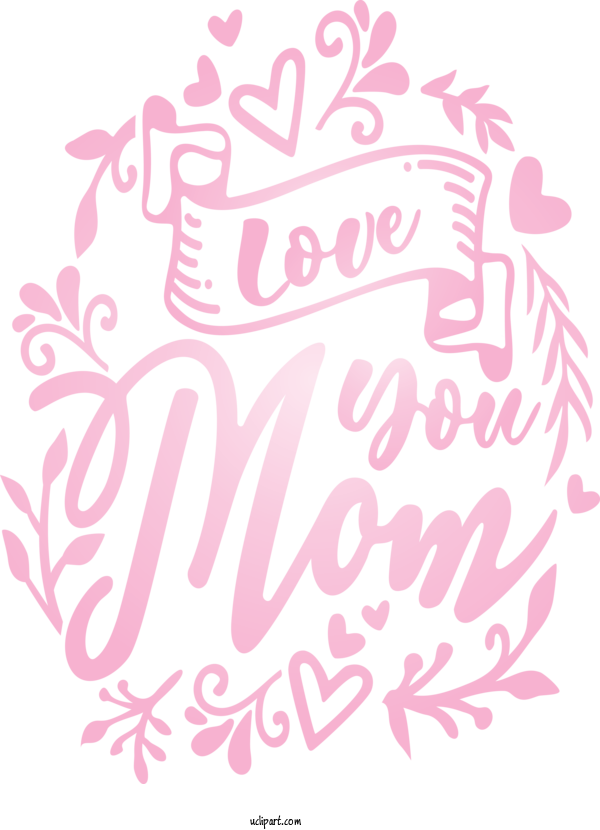 Free Holidays Pink Text Font For Mothers Day Clipart Transparent Background