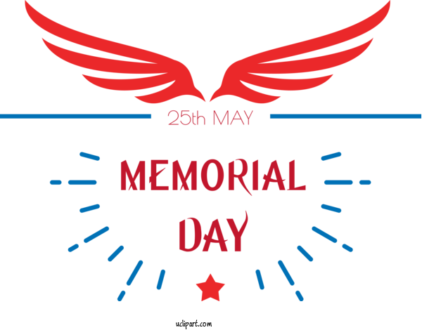 Free Holidays Red Text Logo For Memorial Day Clipart Transparent Background