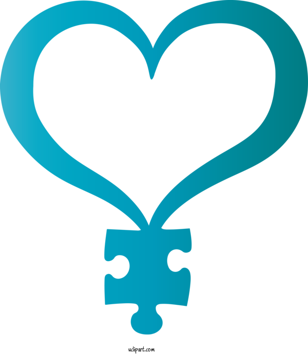 Free Holidays Turquoise Heart Symbol For AUTISM Clipart Transparent Background