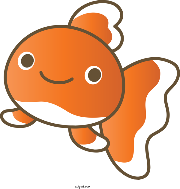 Free Animals Cartoon Orange Fish For Fish Clipart Transparent Background