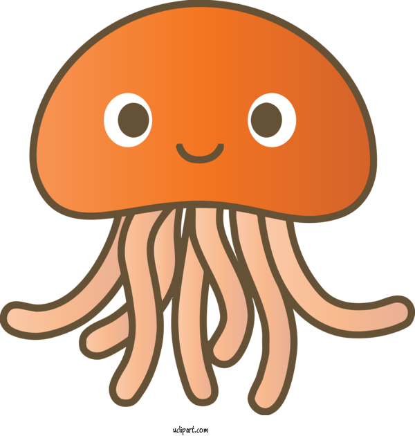 Free Animals Octopus Cartoon Orange For Jellyfish Clipart Transparent Background