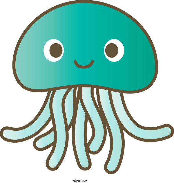 Free Animals Octopus Green Turquoise For Jellyfish Clipart Transparent Background