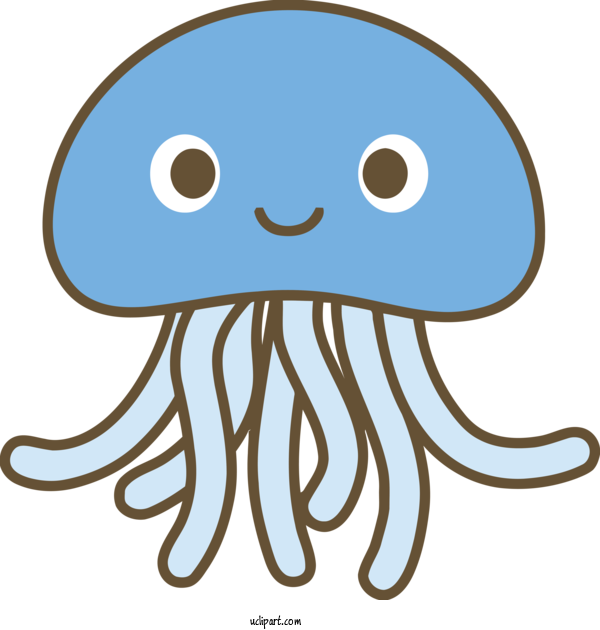 Free Animals Octopus Cartoon Line For Jellyfish Clipart Transparent Background