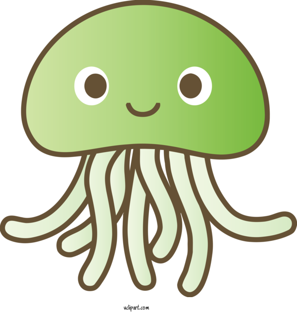 Free Animals Octopus Green Cartoon For Jellyfish Clipart Transparent Background
