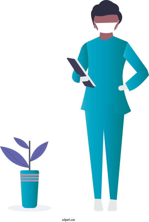 Free Occupations Standing Turquoise Uniform For Nurse Clipart Transparent Background