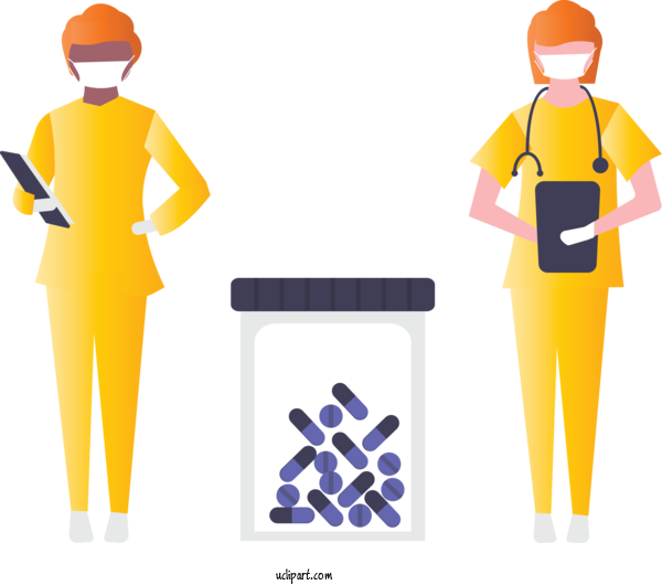 Free Occupations Yellow Line For Nurse Clipart Transparent Background