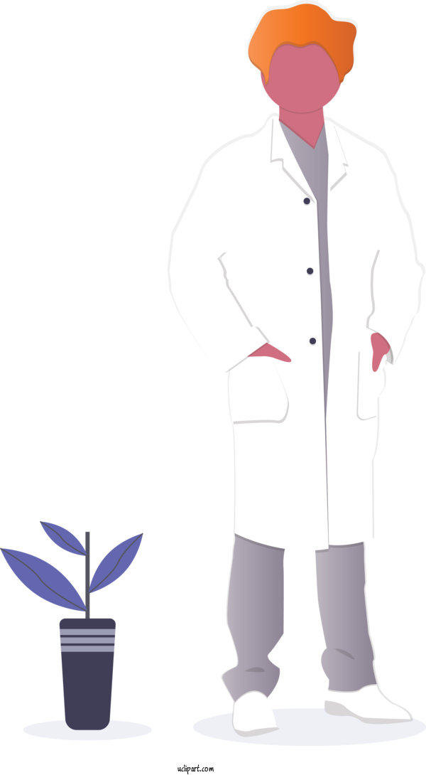 Free Occupations Uniform Standing White Coat For Doctor Clipart Transparent Background