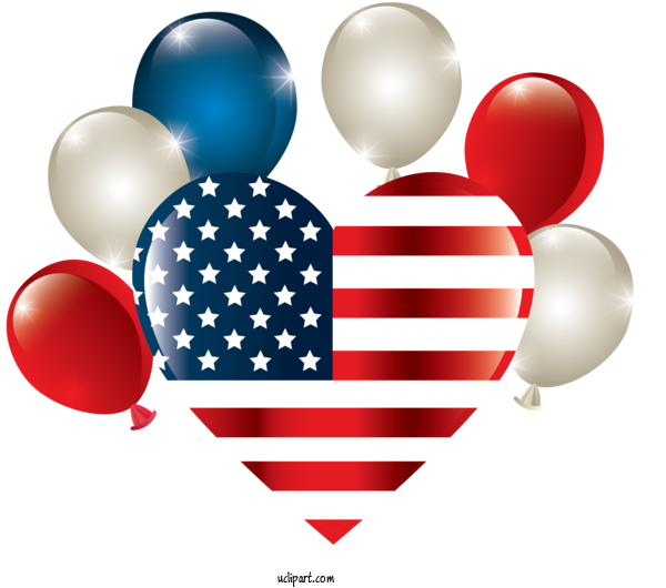 Free Holidays Balloon Heart Material Property For Fourth Of July Clipart Transparent Background