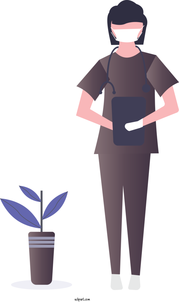Free Occupations Standing Cartoon Plant For Nurse Clipart Transparent Background