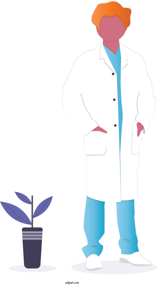 Free Occupations Standing Uniform White Coat For Doctor Clipart Transparent Background