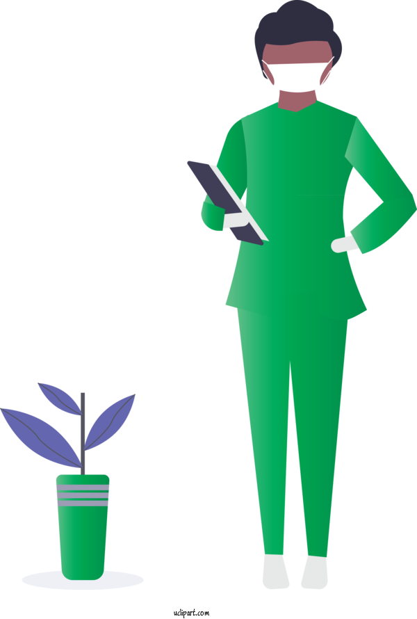 Free Occupations Green Standing Uniform For Nurse Clipart Transparent Background