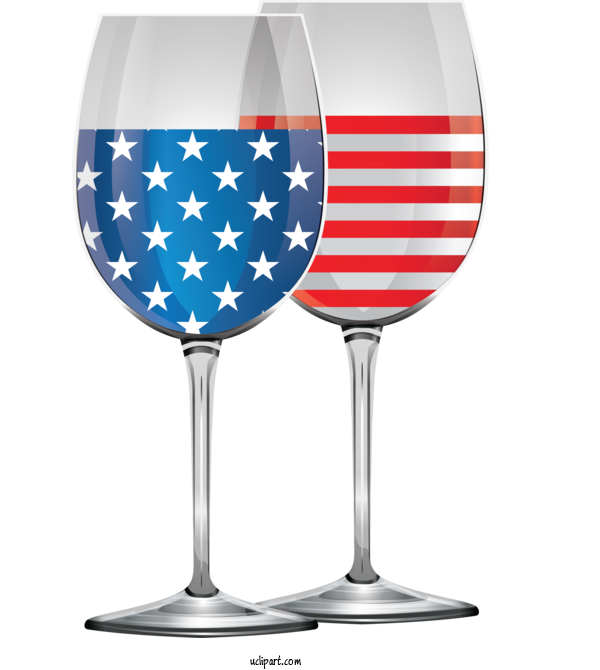 Free Holidays Stemware Wine Glass Drinkware For Fourth Of July Clipart Transparent Background