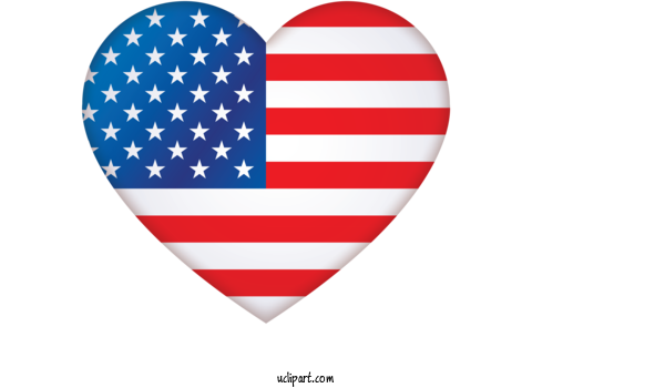 Free Holidays Flag Heart Flag Of The United States For Fourth Of July Clipart Transparent Background