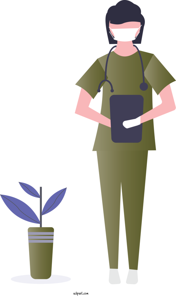 Free Occupations Cartoon Standing Plant For Nurse Clipart Transparent Background