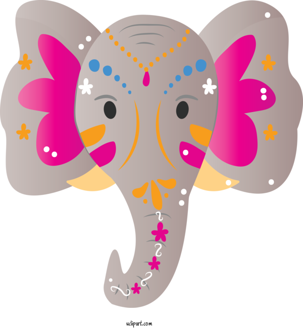 Free Holidays Indian Elephant Character Butterflies For Holi Clipart Transparent Background