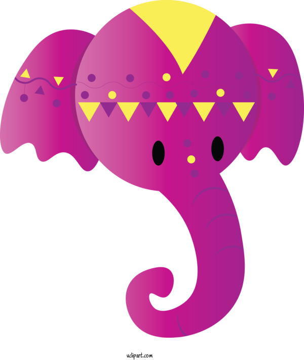 Free Holidays Indian Elephant Design Pink M For Holi Clipart Transparent Background