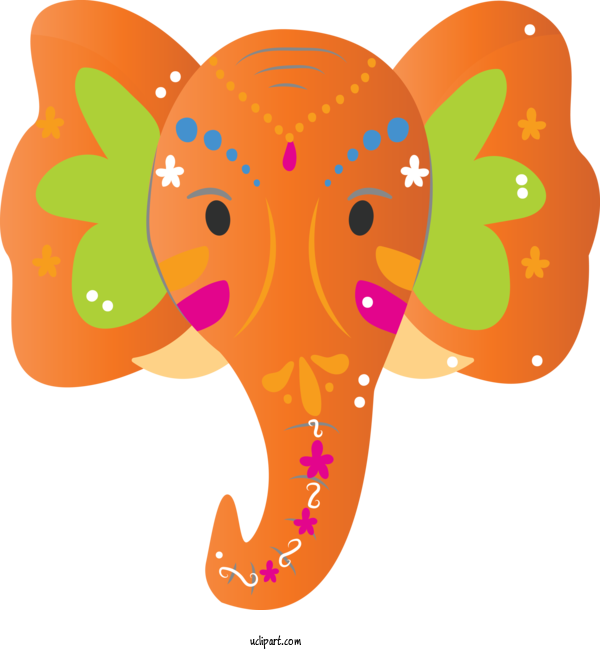 Free Holidays Indian Elephant Line Pollinator For Holi Clipart Transparent Background