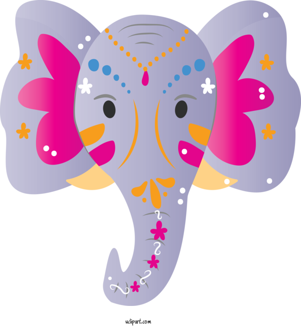 Free Holidays Indian Elephant Character Pink M For Holi Clipart Transparent Background