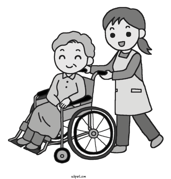Free People Design Caregiver Cartoon For Elderly Clipart Transparent Background