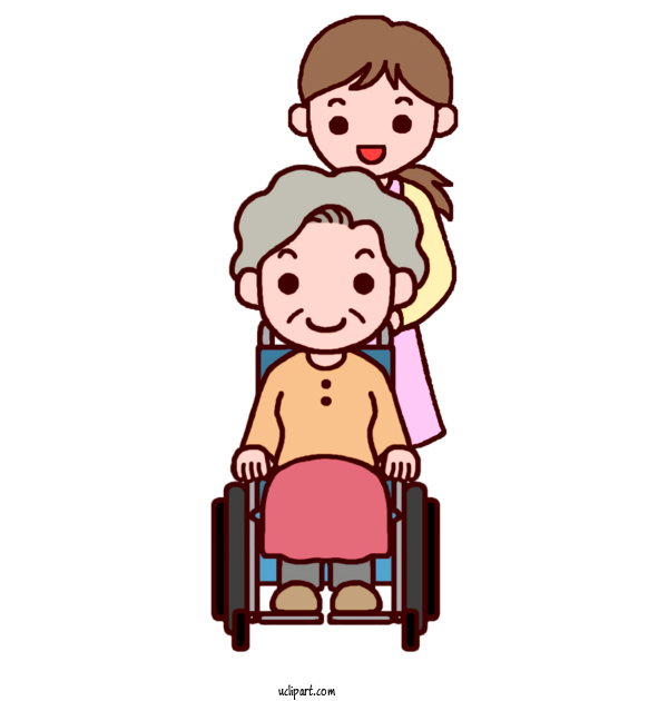 Free People Health Care Caregiver Wheelchair For Elderly Clipart Transparent Background