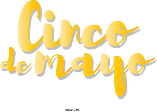 Free Holidays Logo Font Yellow For Cinco De Mayo Clipart Transparent Background
