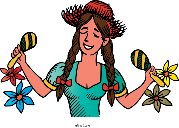 Free Holidays Cartoon Character Headgear For Brazilian Festa Junina Clipart Transparent Background