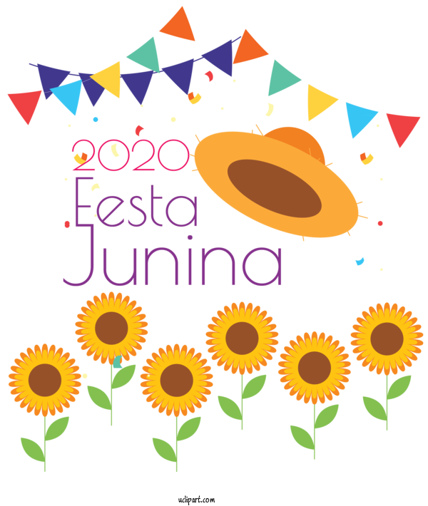 Free Holidays Common Sunflower Floral Design Cut Flowers For Brazilian Festa Junina Clipart Transparent Background