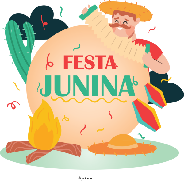 Free Holidays Poster Cartoon Character For Brazilian Festa Junina Clipart Transparent Background