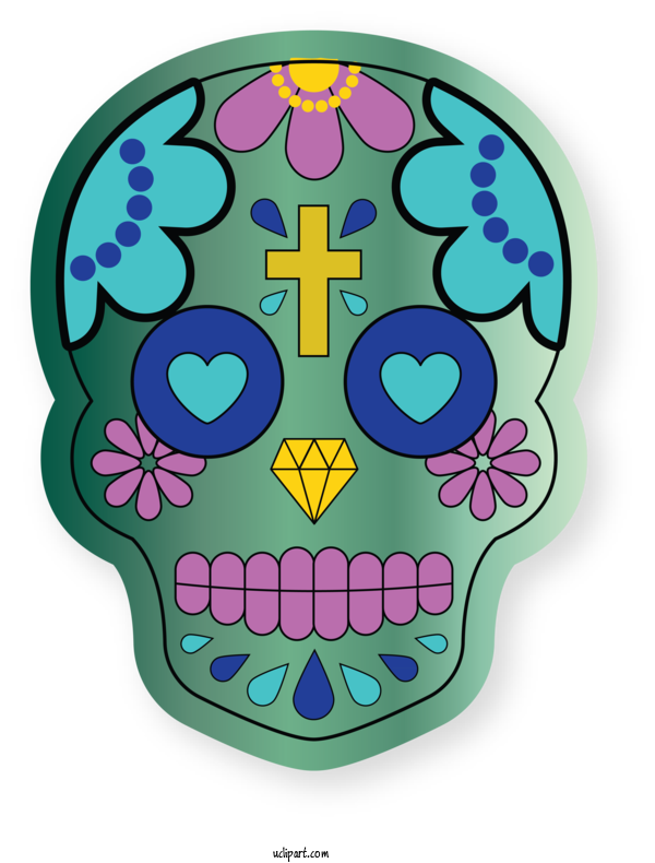 Free Holidays Calavera Day Of The Dead Skull Art For Cinco De Mayo Clipart Transparent Background