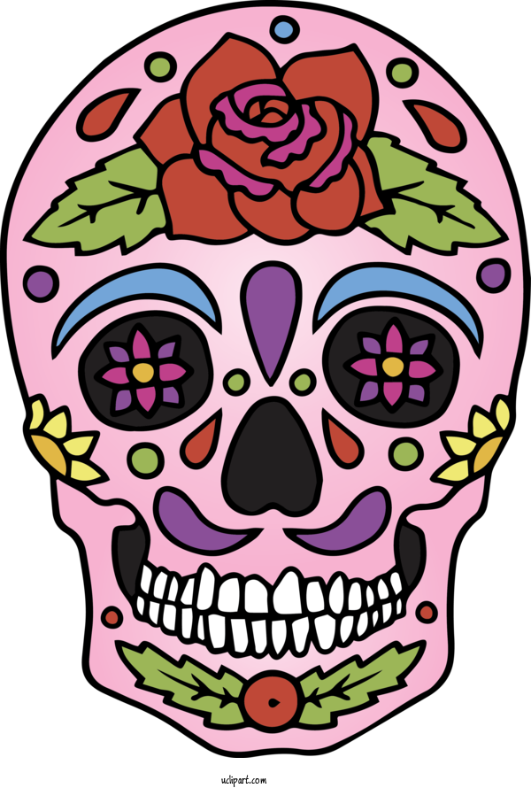 Free Holidays Calavera Day Of The Dead Tattoo For Cinco De Mayo Clipart Transparent Background