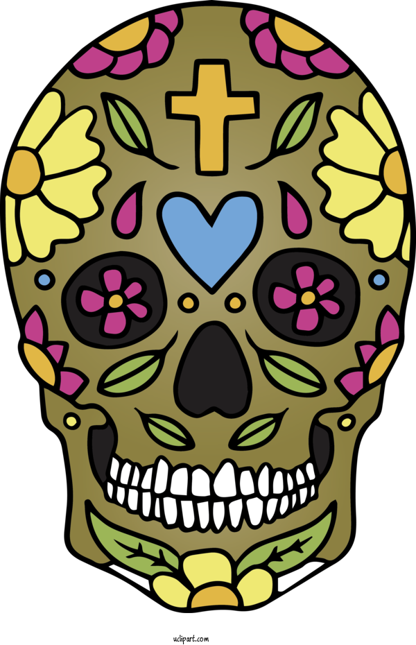 Free Holidays Drawing Flower Skull Art For Cinco De Mayo Clipart Transparent Background