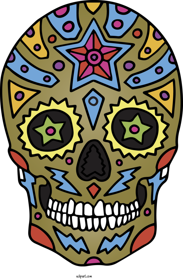 Free Holidays Skull Art Drawing Calavera For Cinco De Mayo Clipart Transparent Background